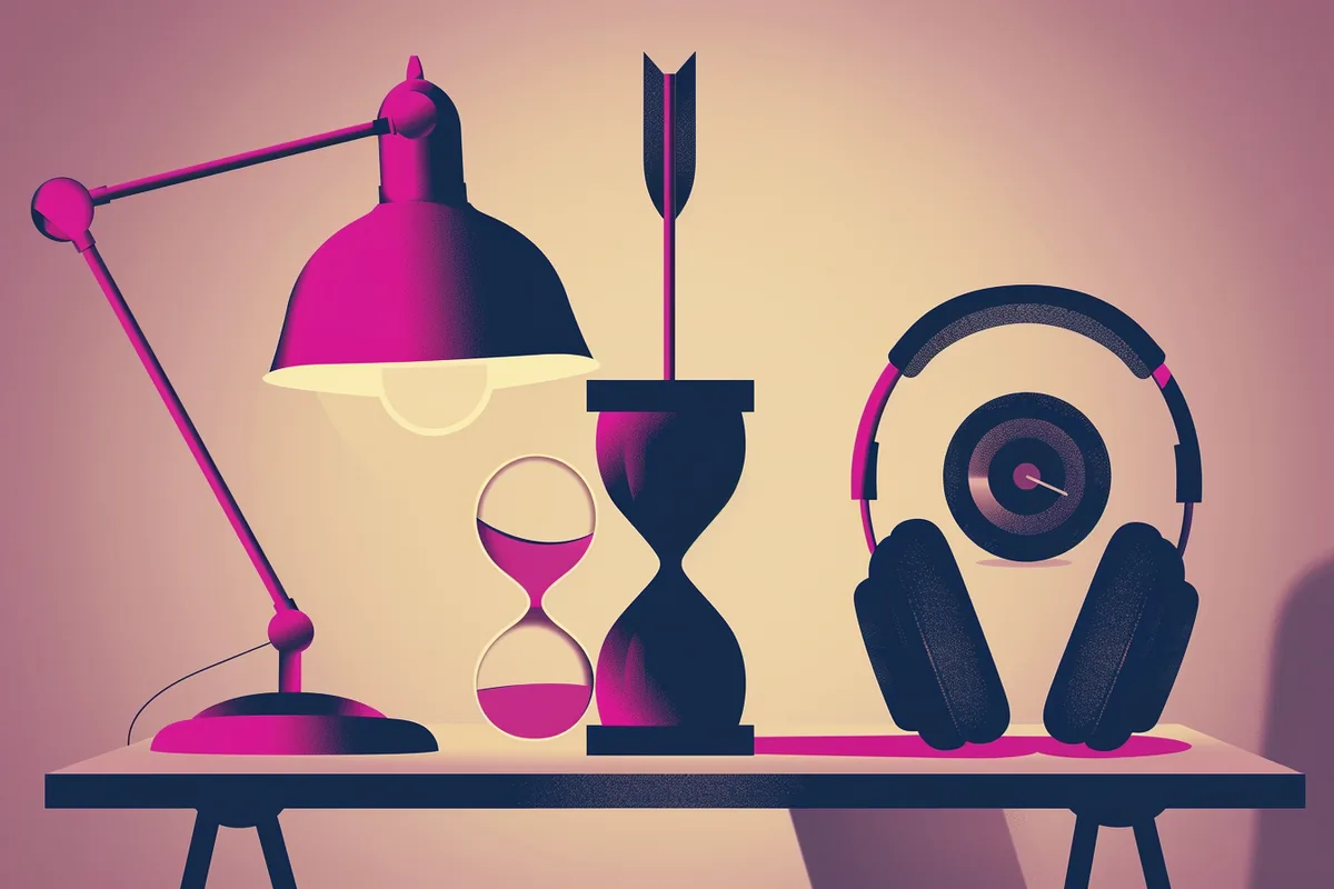 Illustration zum Thema Konzentration & Fokus: Deep-Work-Methoden fürs Lernen